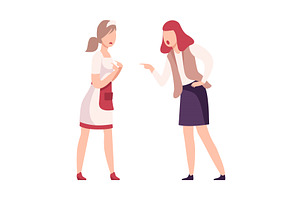 Two Young Women Arguing and, a Person Illustration by TopVectors