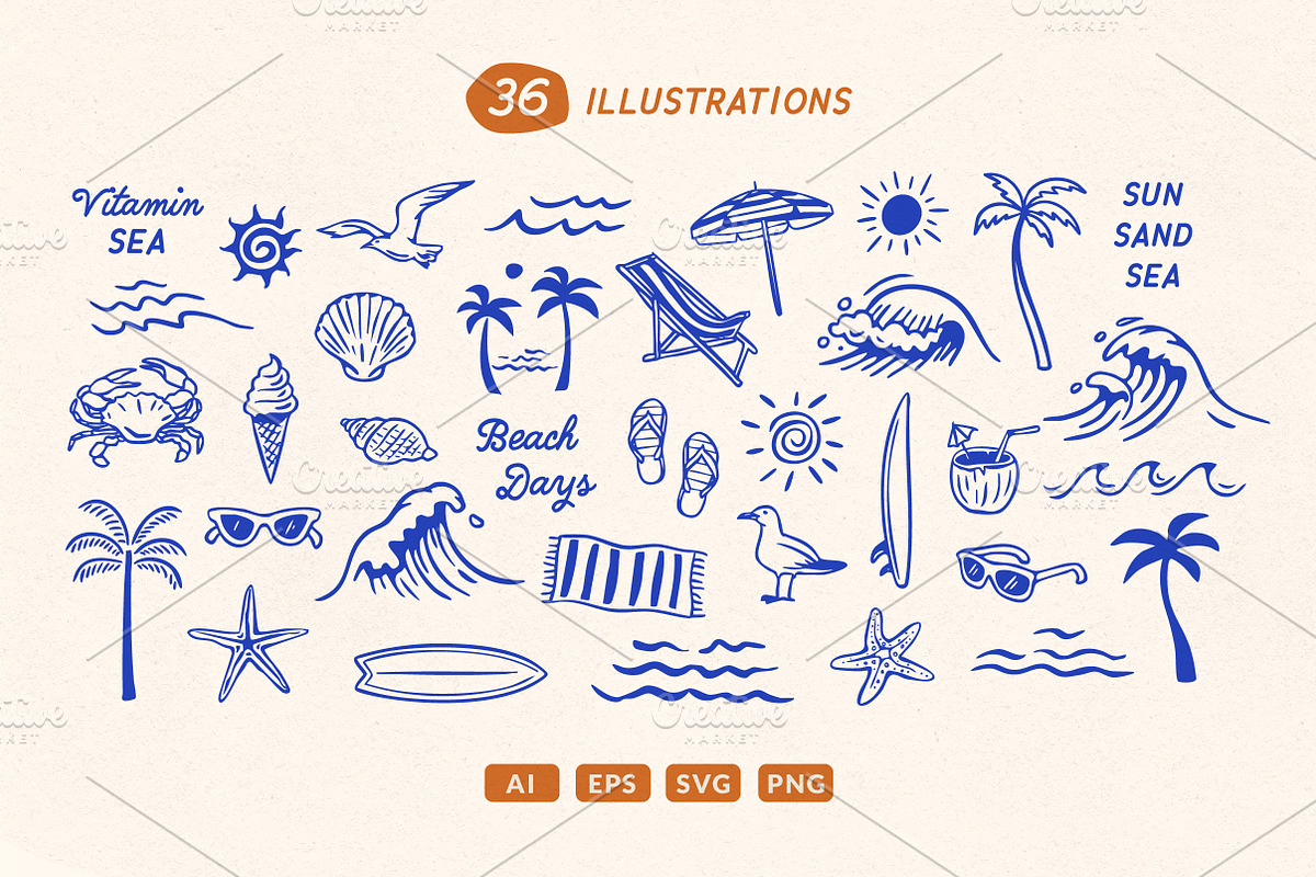 Beach Illustration Set, an Illustration by cd-design.co (Photo 2 of 6)