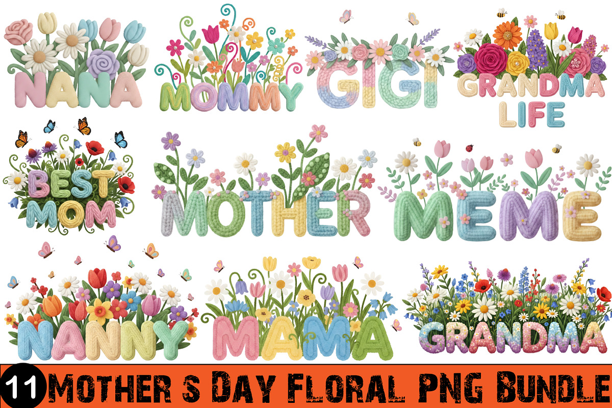 Mother s Day Floral PNG Bundle, an Illustration by GatewayDesign (Photo 1 of 3)