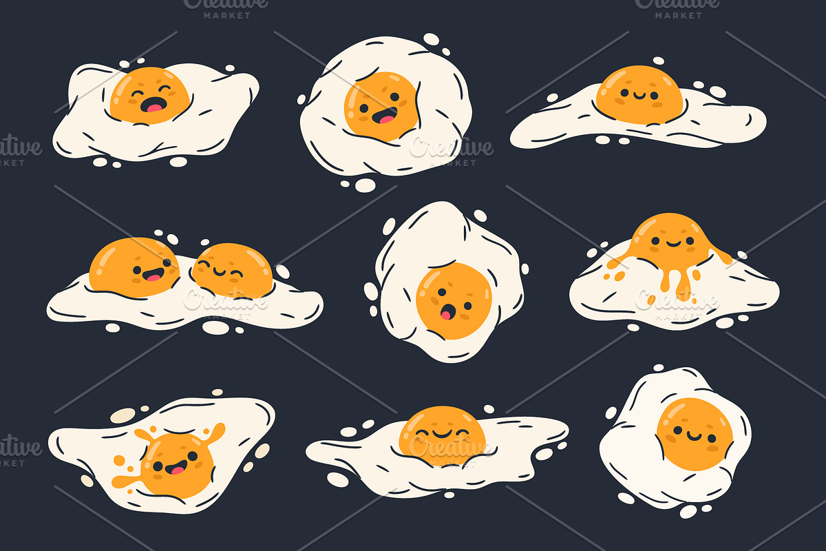 Fried eggs characters, a Food Illustration by Torontotokio (Photo 2 of 4)