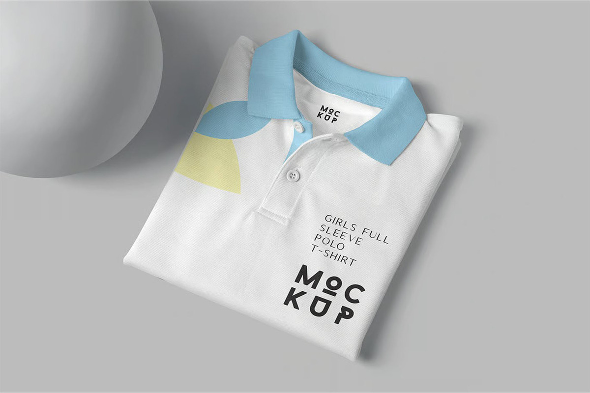 Girl Full Sleeve Polo Shirt Mockups, a Shirt Mockup by megostudi0 (Photo 5 of 6)