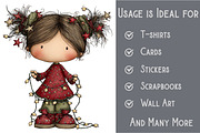 Whimsical Christmas Girl Clipart, an Illustration by Pixels.Craft (Thumbnail 3 of 6)