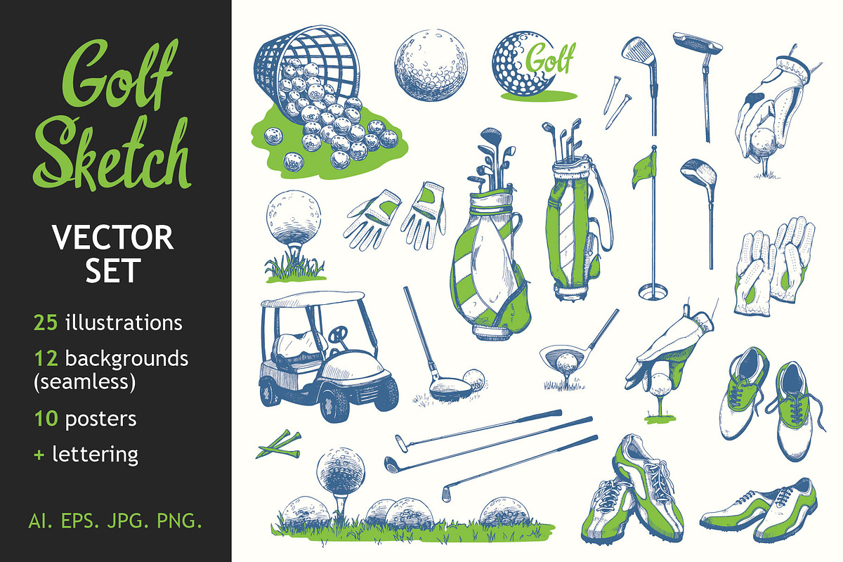Golf Sketch Illustrations, a Background Graphic by Mona Monash (Photo 1 of 9)