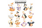 Silly Goose Halloween Clipart, an Illustration by CharmClipart (Thumbnail 5 of 8)