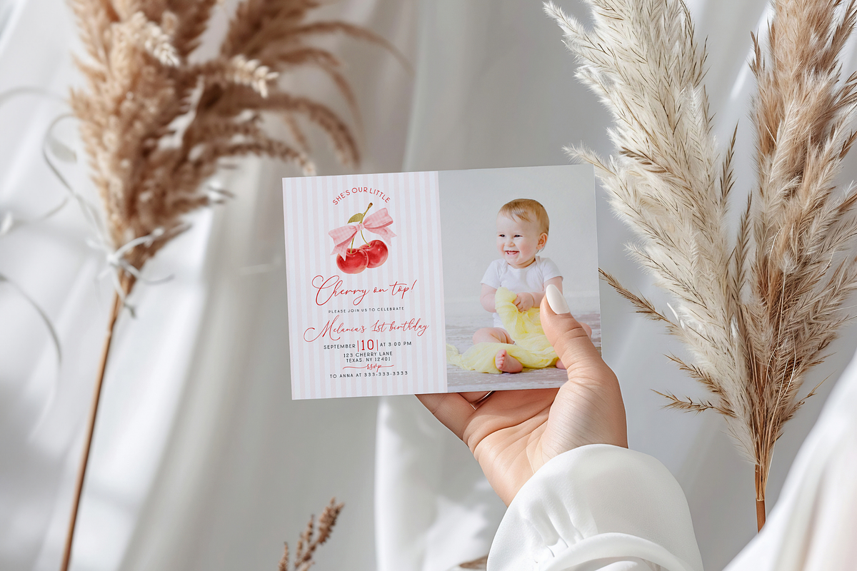 Cherry on Top 1st Birthday Photo, an Invitation Template by Digital_Mind (Photo 3 of 3)