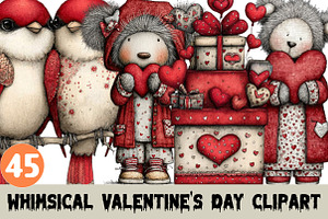 Whimsical Valentines Day Clipart, a Graphic by CitraGraphics