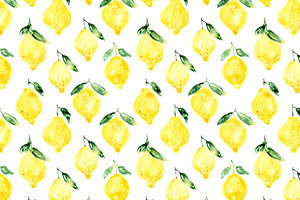 Watercolor Lemons Pattern