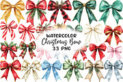 Watercolor Christmas Bow Clipart, an Illustration by CraftArtStudio (Thumbnail 1 of 5)