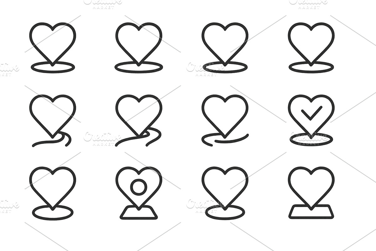 Collection of heart icons with, an Object Illustration by ZinetroN