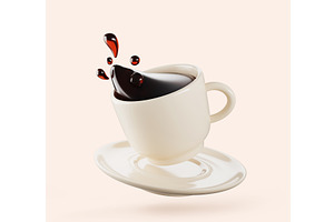 3d white ceramic cup with saucer and, a Food & Drink 3D Model by Marozhkastudio