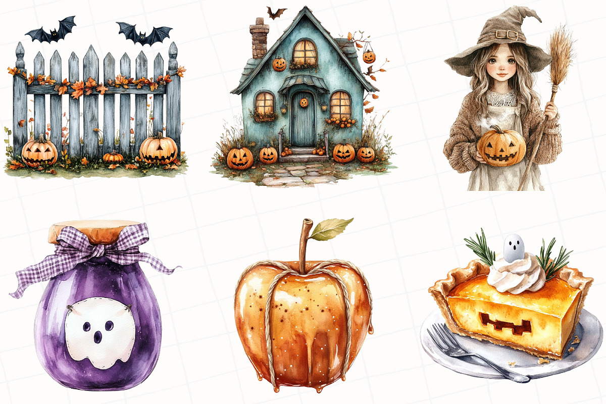 Halloween Cottagecore Clipart, an Illustration by OK Design (Photo 2 of 5)