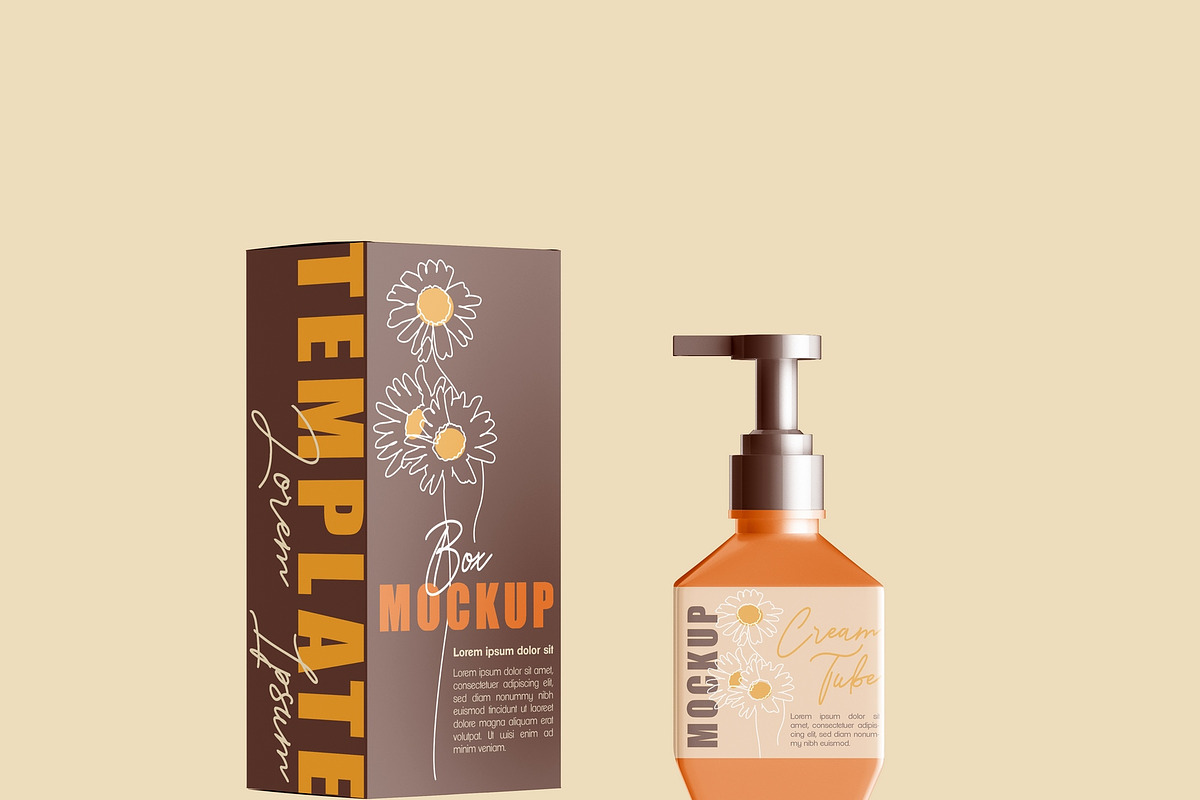Cream Bottle with Box Mockup, a Mockup by OneVectorStock (Photo 9 of 10)