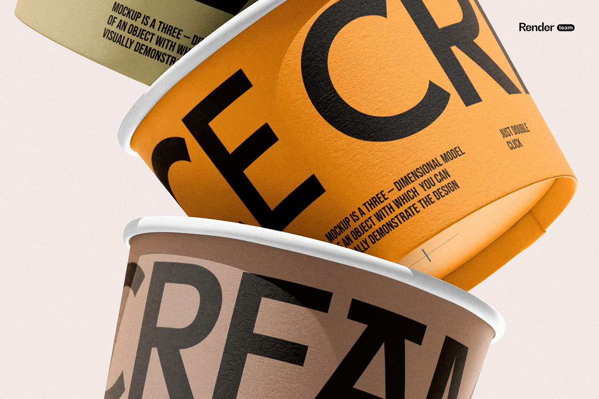 Ice Cream Cup Mockup Set, a Packaging Mockup by Renderteam (Photo 9 of 16)