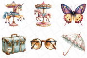 Watercolor Vintage Whimsy Clipart Bu, an Illustration by DreamPrint404 (Thumbnail 3 of 6)