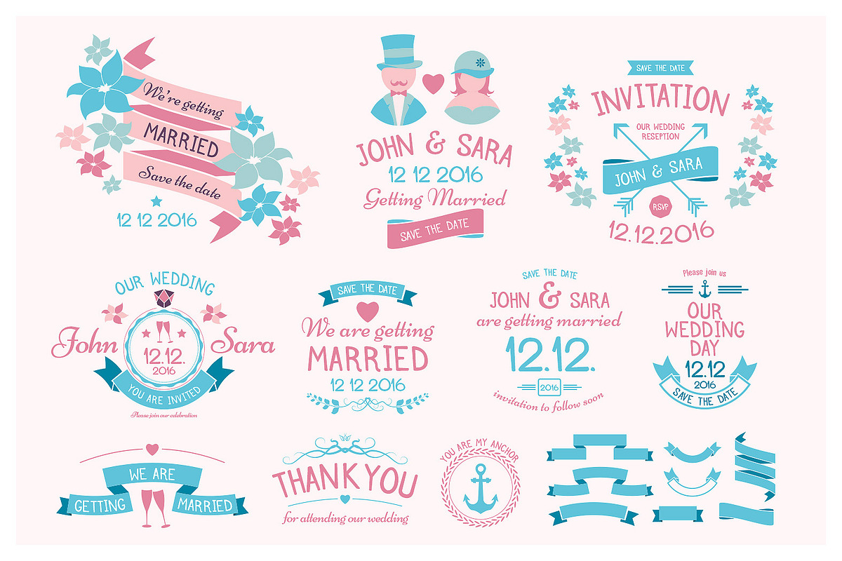 Wedding Vintage Insignias & Element, an Illustration by Mikko Lemola (Photo 2 of 2)