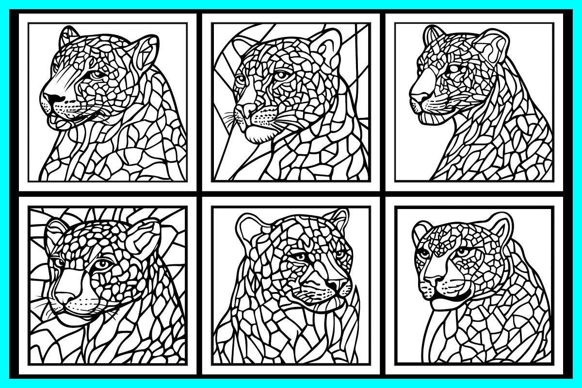Stained Glass Leopard Coloring Pages, an Animal Illustration by protabsorkar11 (Photo 5 of 6)