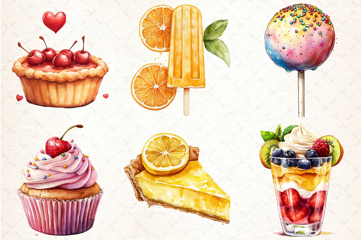 Watercolor Sweet Flavours Clipart, an Illustration by DreamCafeArt (Photo 3 of 7)