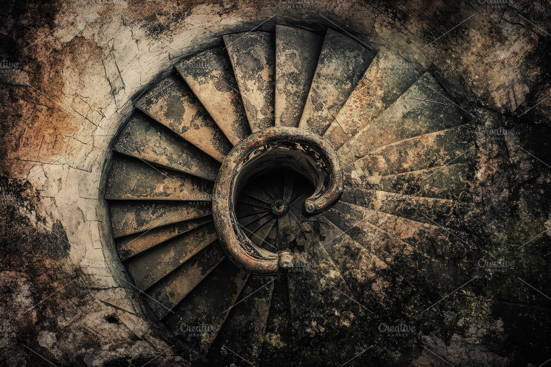 Vintage spiral staircase reveals int, a Photo by Iftikhar Alam