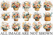 Watercolor Spring Flowers Basket PNG, an Illustration by Canvas Craft (Thumbnail 3 of 7)