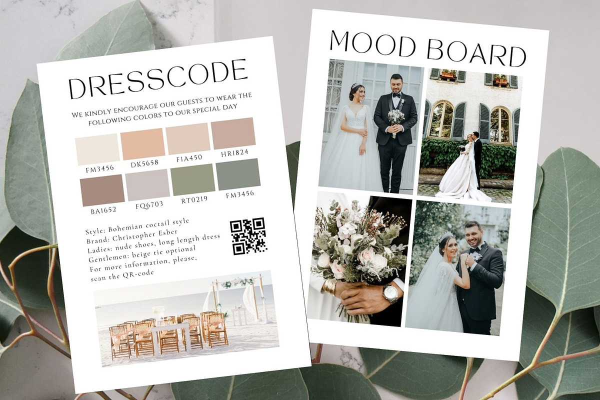 Dresscode card, Wedding mood board, a Card Template by EvaTemplates (Photo 2 of 8)