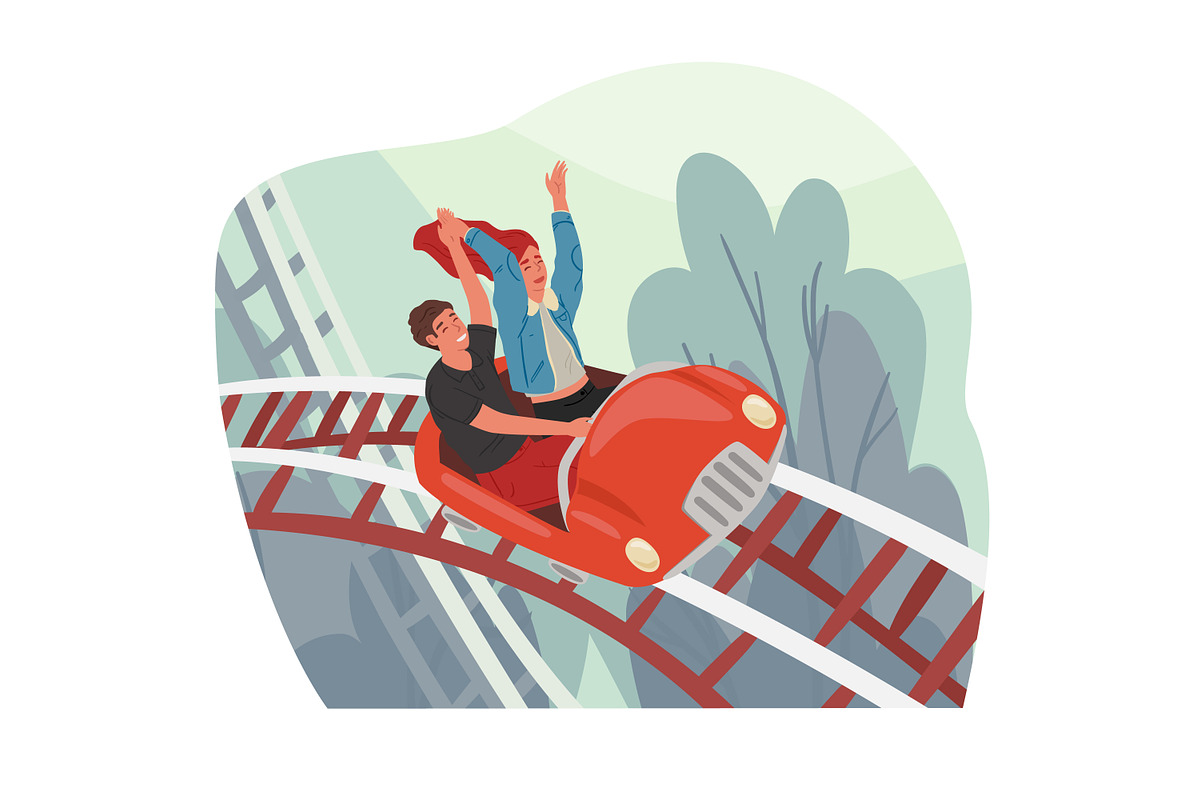 People riding roller coaster set, a Person Illustration by Good Studio (Photo 2 of 5)