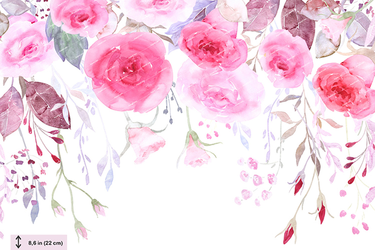 Watercolor Clipart Romantic Roses, a Decorative Illustration by AqwaColor (Photo 3 of 5)