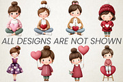 Whimsical Valentine Girls Cliparts, a Person Illustration by RobertsArt (Thumbnail 5 of 6)