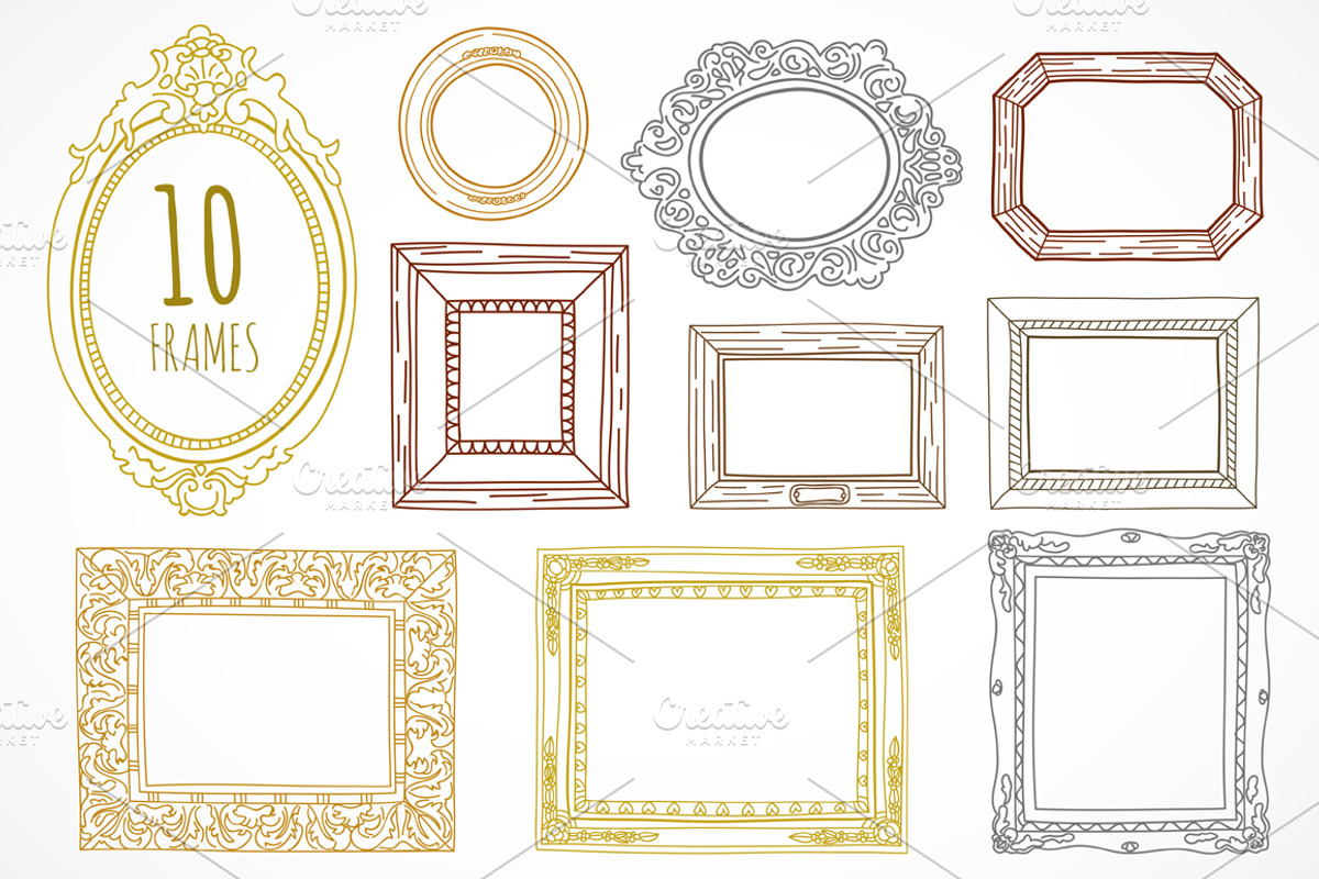 10 hand drawn frames, a Decorative Illustration by Redchocolate