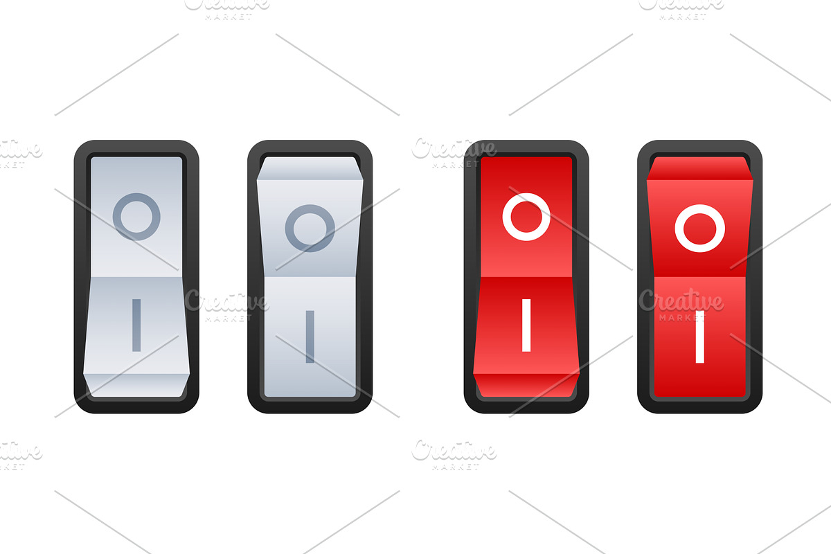Switch Button Icons Showing Off and, a Technology Illustration by DG-Market