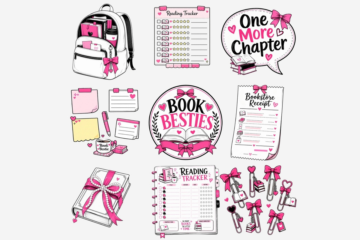 Book Besties Clipart Bundle, a Person Illustration by Tanya Kart (Photo 5 of 12)