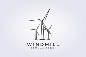 windmill for wind energy logo line, a Branding & Logo Template by Lodzrov