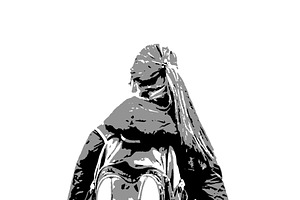 Backpacker Woman Back View Isolated Graphic