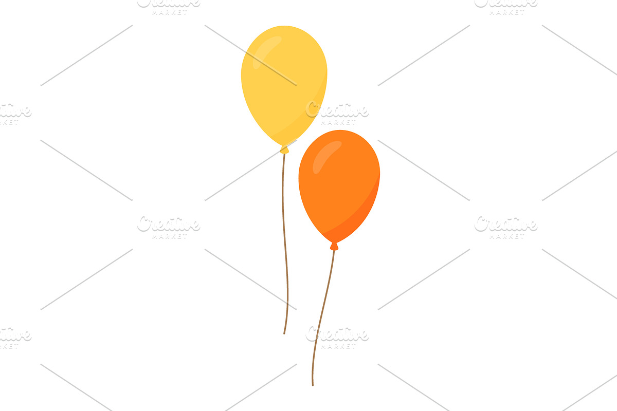 Two colorful balloons with strings, an Object Illustration by GraphiShop