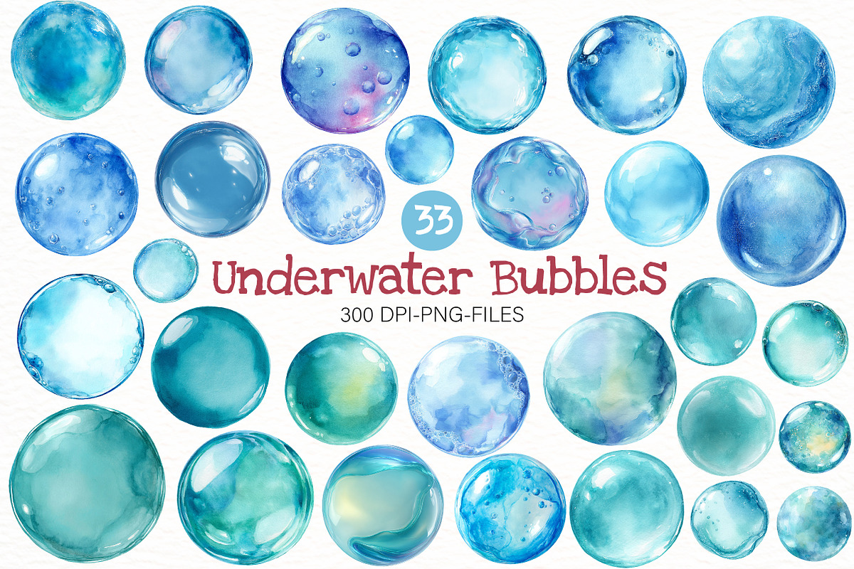 Summer Sea Underwater Bubbles Clipar, an Illustration by Designworld (Photo 1 of 7)