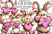 Cute Funny bunny Valentine's Day Cli, an Illustration by Daily.Designs (Thumbnail 1 of 5)