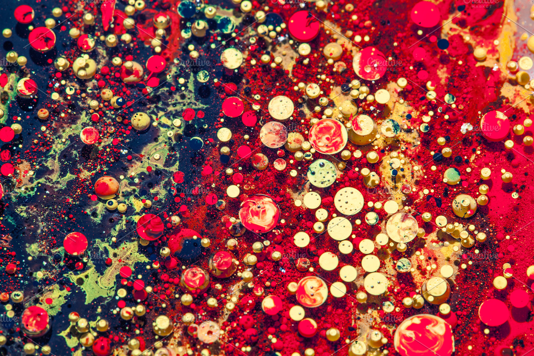 Oil and ink bubble drops background stock photo containing abstract and art, an Abstract Photo by Olha Klein