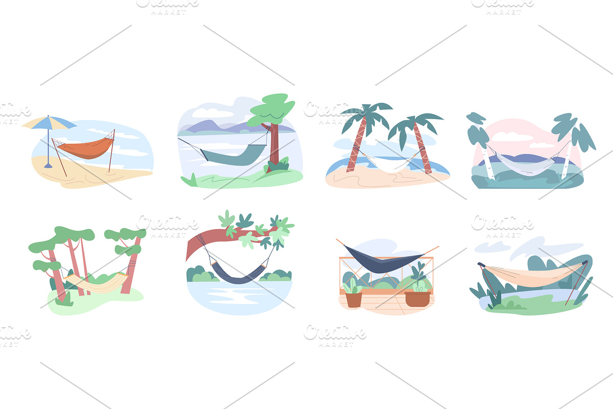 Places for rest with hammocks, an Object Illustration by Valerie Bodnar