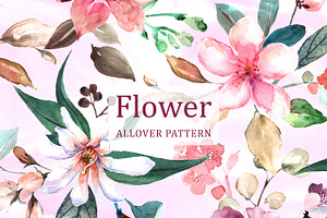 Watercolor Flower Allover Pattern, a Decorative Illustration by Gullenda