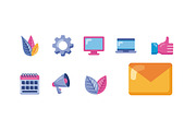 Social Media Illustrations Set, a Technology Illustration by studiogstock (Thumbnail 3 of 3)