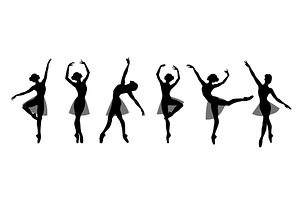 Ballerina dancer poses silhouette, a Person Illustration by Elen_Art
