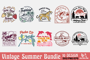 Vintage Summer PNG Sublimation Bundl, an Illustration by Ya_ Design Store