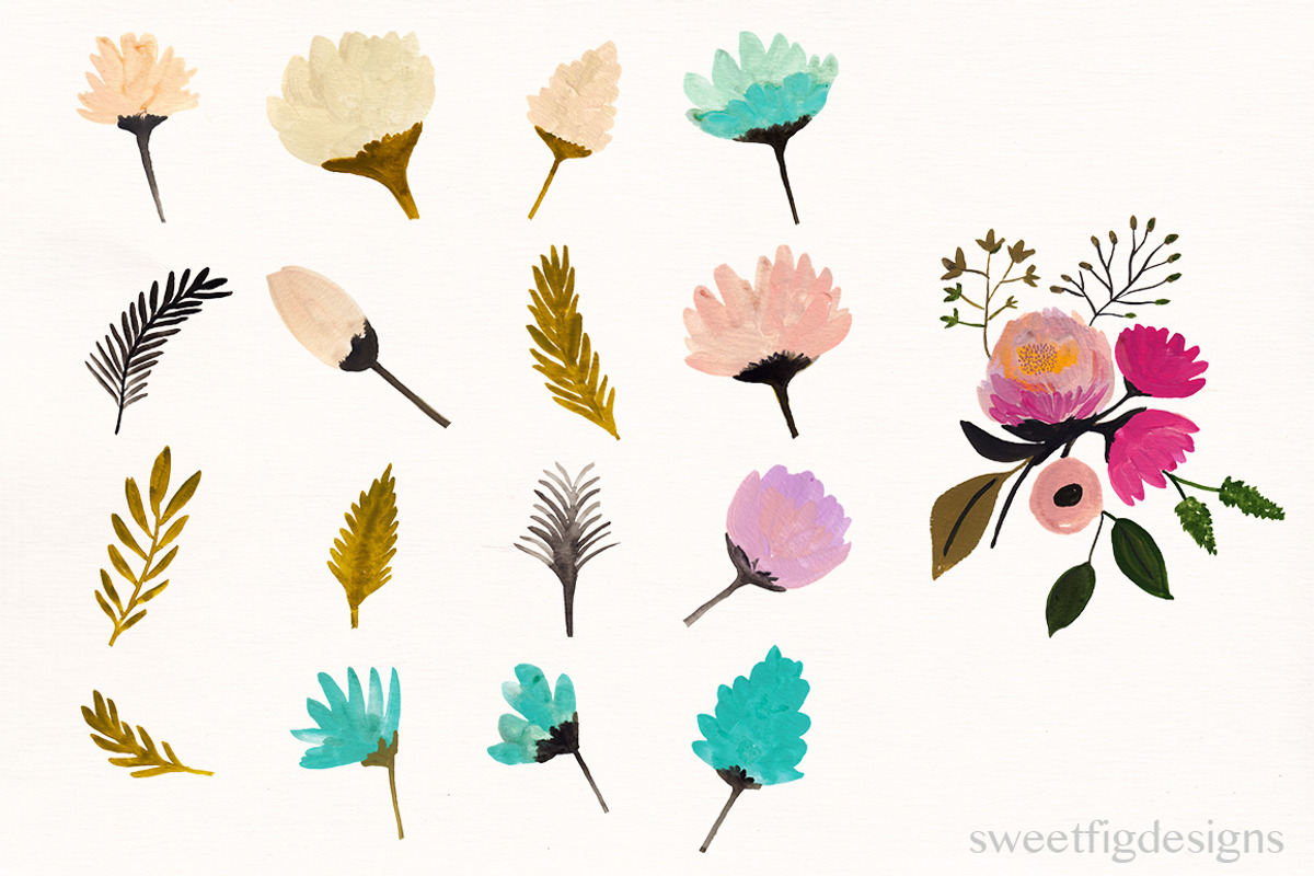 handpainted garden flowers, an Illustration by Sweet Fig (Photo 2 of 2)