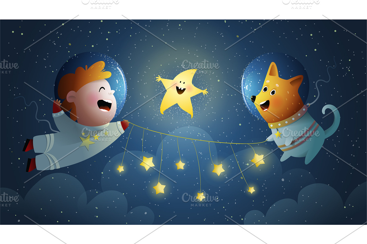 Space Kids Astronaut Dream Bundle, an Animal Illustration by Popmarleo Shop (Photo 13 of 19)