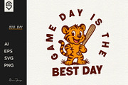 Tiger Baseball Mascot T-shirt Design, a Sport Illustration by shaondesigns (Thumbnail 1 of 4)