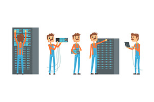 Network Engineer Working in Data, a Technology Illustration by TopVectors