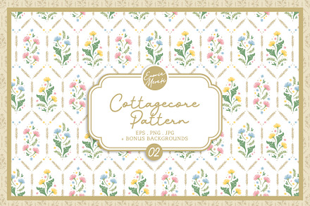 Cottagecore Pattern 2 Vintage Floral, a Pattern Graphic by Euonia Meraki
