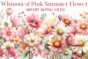 Whimsical pink Summer flower clipart, an Illustration by Designworld (Thumbnail 1 of 7)