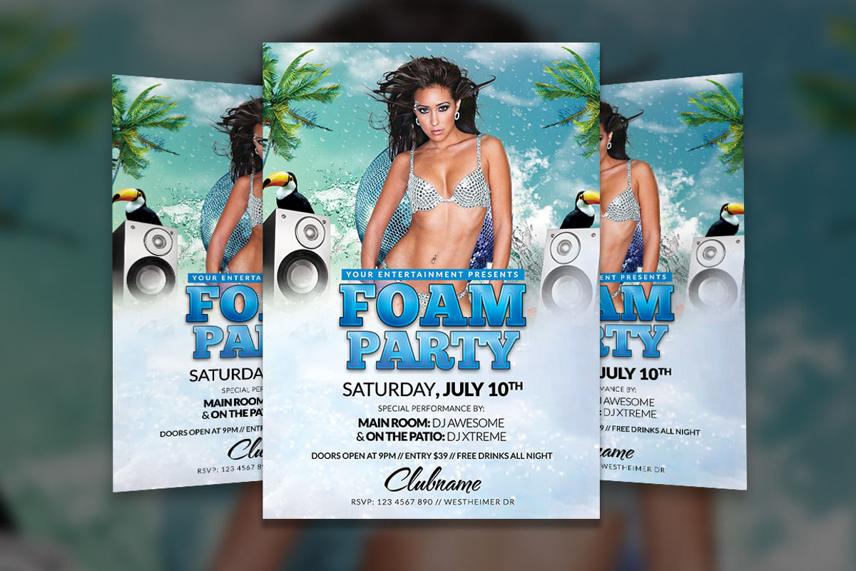Foam Party Flyer Template, a Flyer Template by Creative Waffle (Photo 1 of 5)