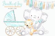 Elephant Babyboy Watercolor Clipart, an Animal Illustration by Magic Story Studio (Thumbnail 3 of 4)