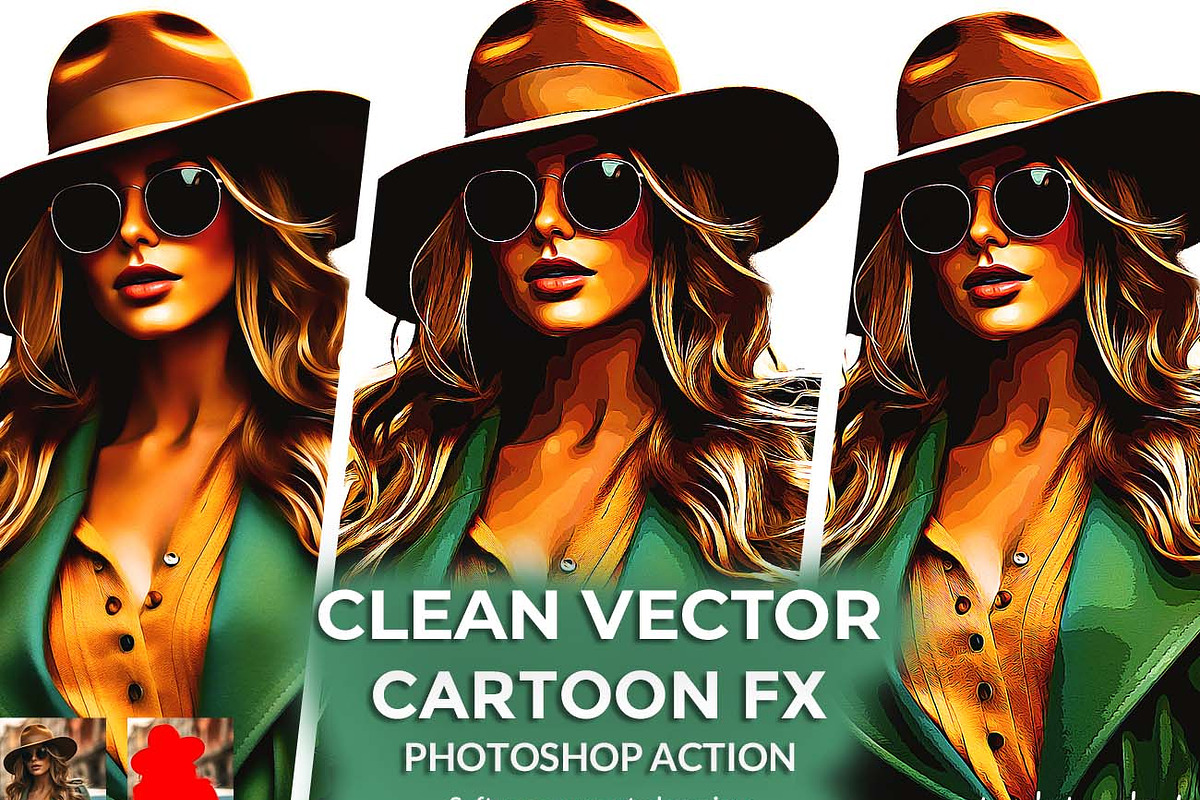Clean Vector Cartoon FX Photoshop, an Action Add-On by Studio Retouch (Photo 1 of 12)